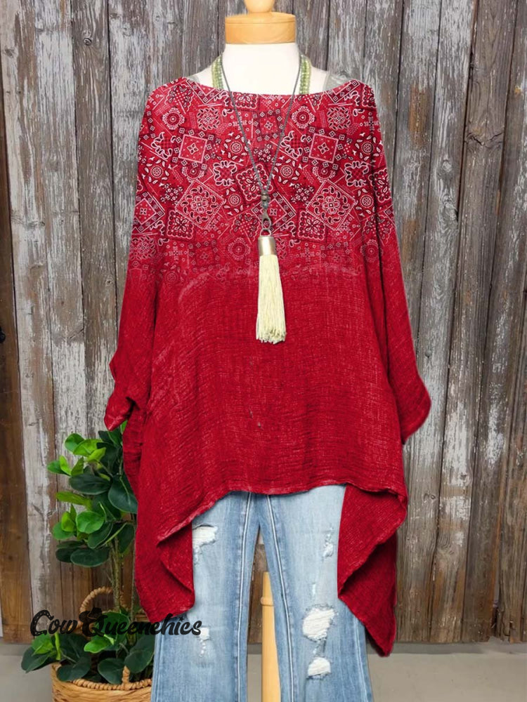 Women’s Bohemia Print Pocket Cotton Top Multicolor / Onesize