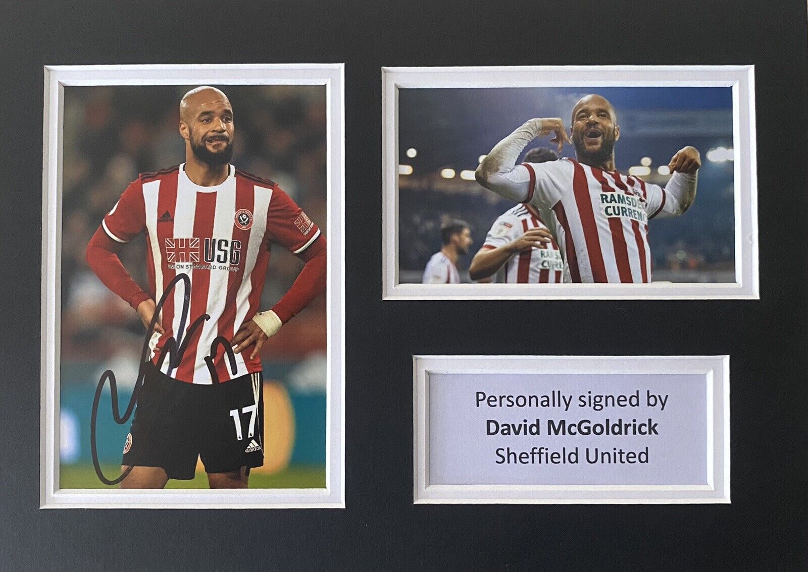 David McGoldrick Hand Signed Sheffield United Photo Poster painting In A4 Mount Display