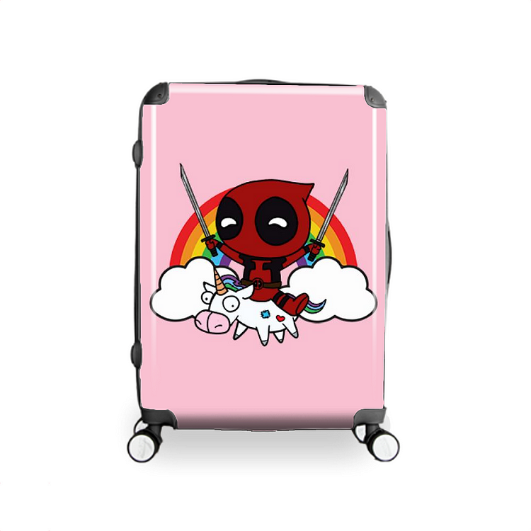 Deadpool Riding Unicorn On Rainbow, Deadpool Hardside Luggage