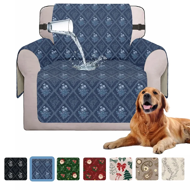 Sanmadrola Waterproof Sofa Cover Slipcover Couch Cover Furniture Protector Machine Washable Non Slip Leakproof with Straps for Dogs Kids Pets