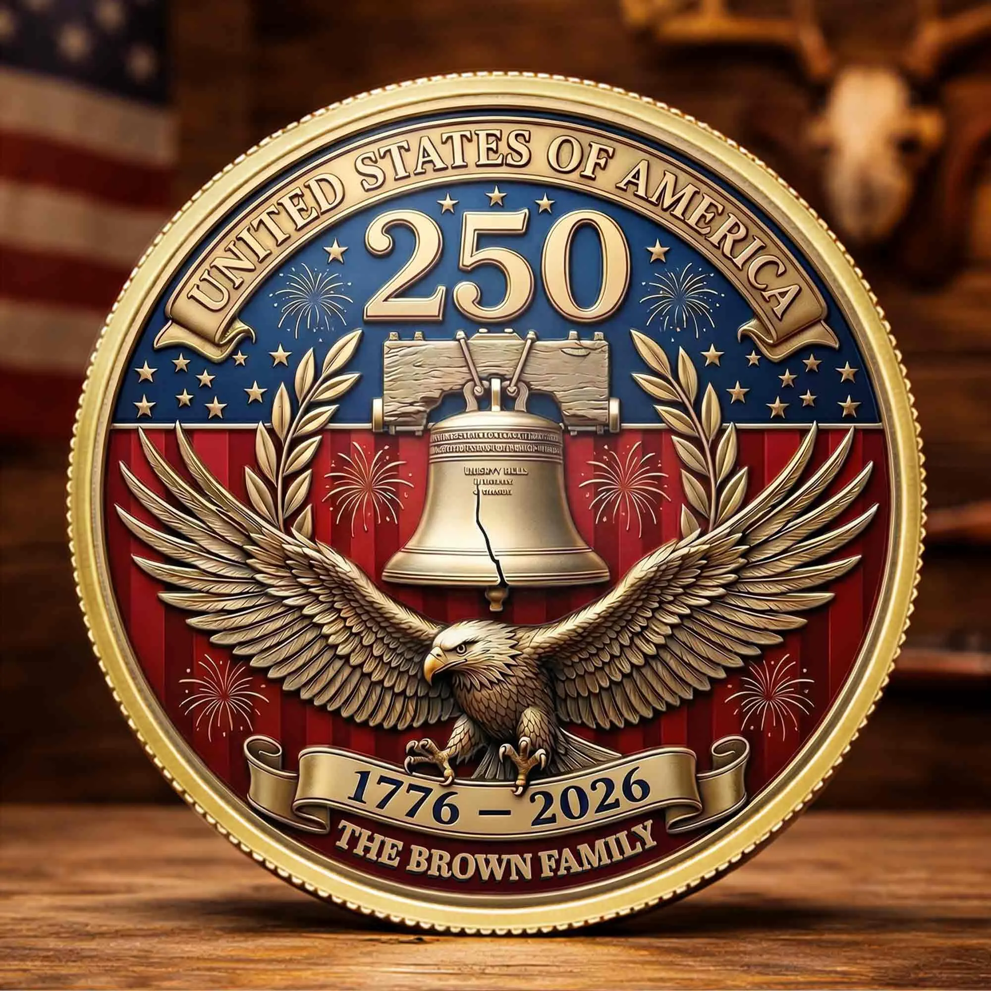 United States Of America The Family Liberty Bell Eagle Stars - Custom Commemorative Coin - INDE602_KCOIN