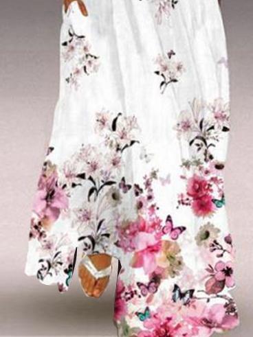 Women Half Sleeve V-neck Solid Color Dress