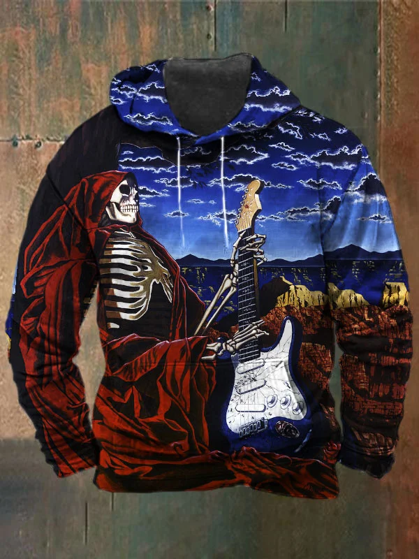 Unisex Skull Print Heavyweight Hoodies