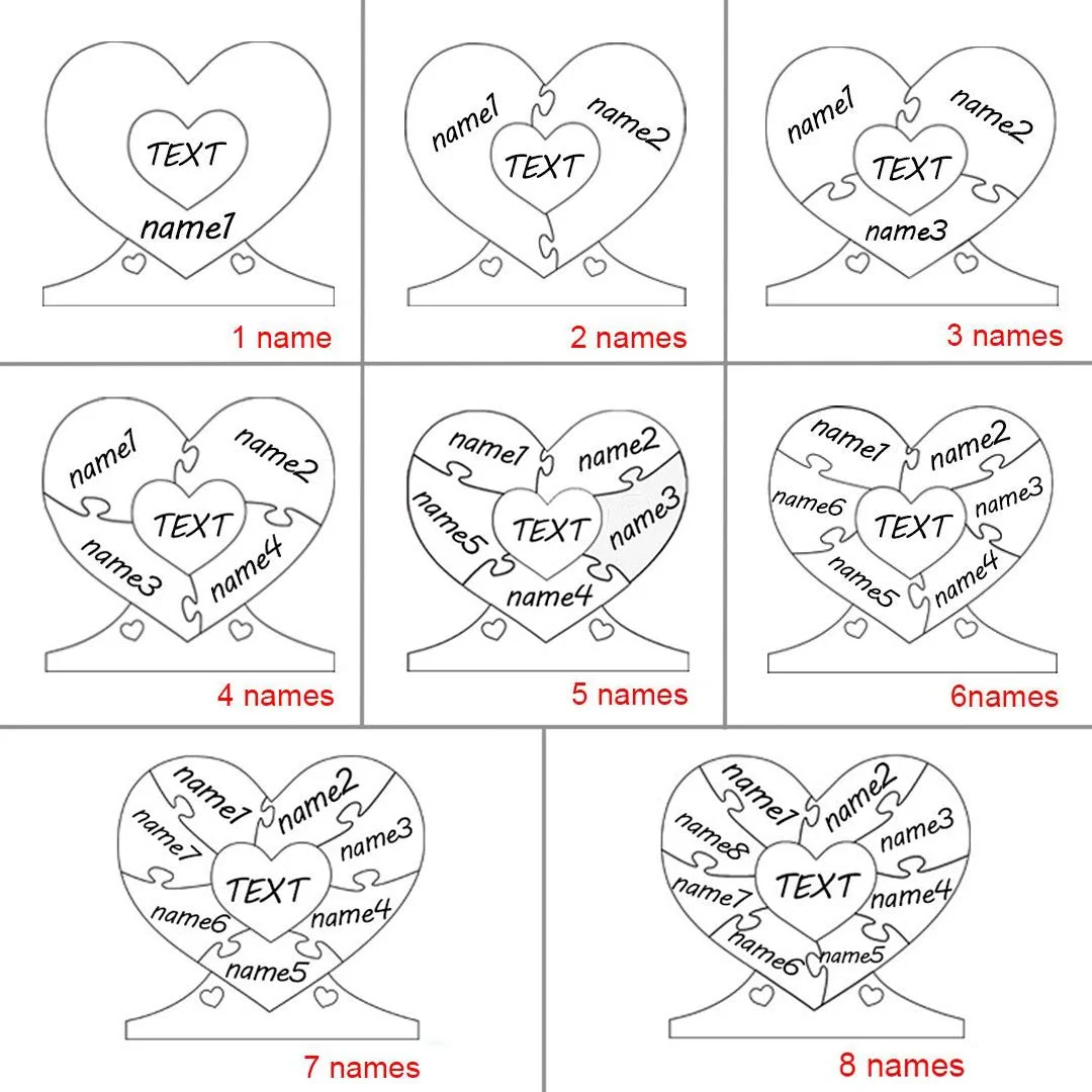 Personalized Name Heart Puzzle Stakes Frame Gift for Mom