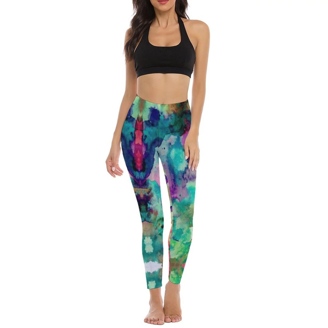 Colorful Crazy Trendy Bold Watercolor Yoga Pants for Women High Waisted Workout Yoga Leggings