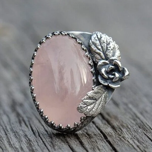 Sterling Silver Rose Quartz Gemstone Ring