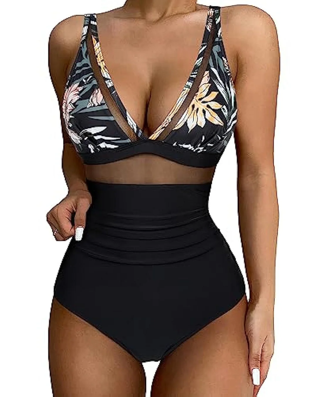 Brownm 2024 New High-Waisted Swimsuit Women's Tight Sexy Hollow Explosion