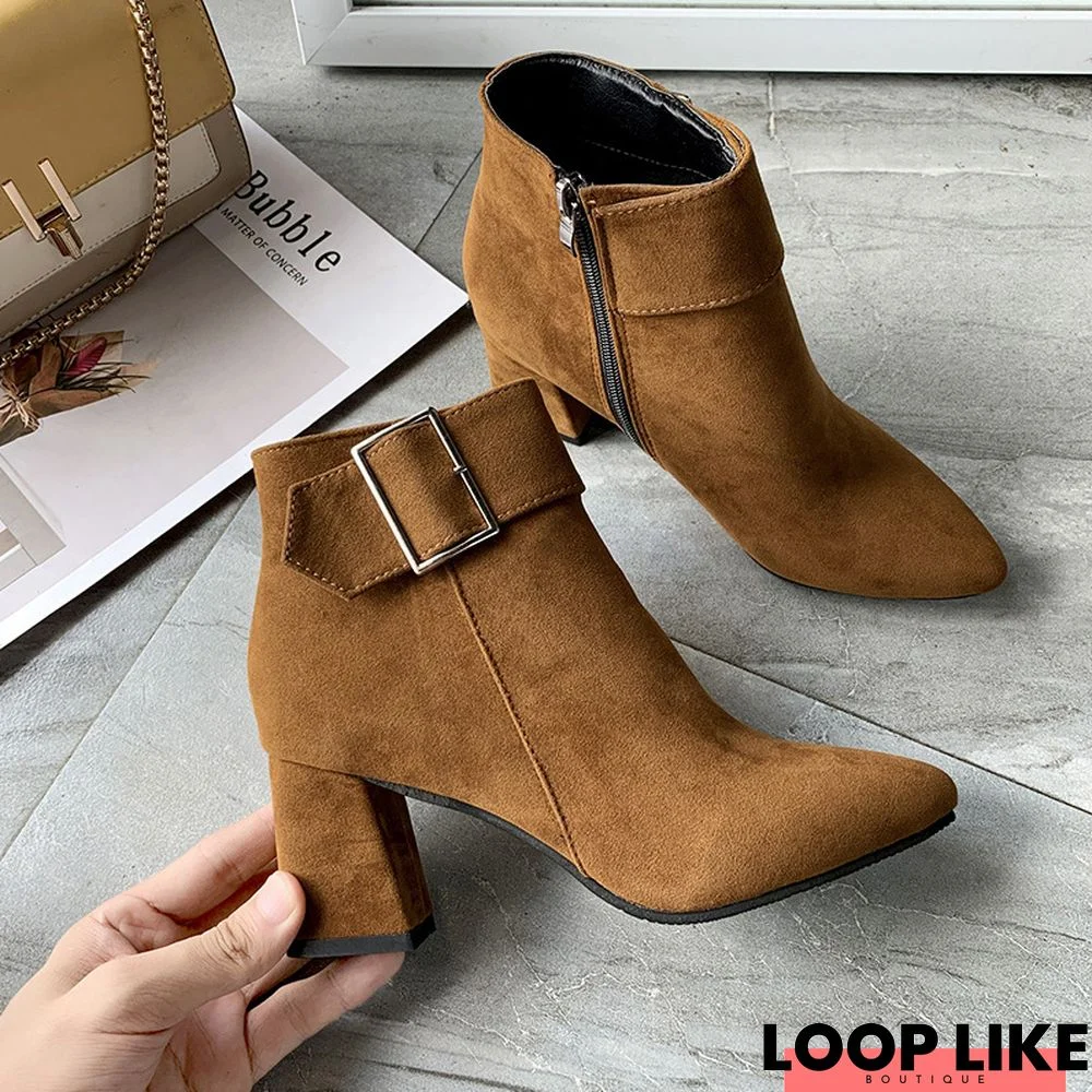 Comfortable Pointed Toe Lace-Up Boots