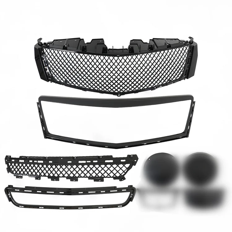SEBLAFF Grille Front Upper Lower With Outer Frame Gloosy Black Grill Assembly Replacement for 2013-2017 XTS