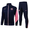 25/26 Barcelona Upper cyan (pink sleeves) long zipper Training Jacket Set