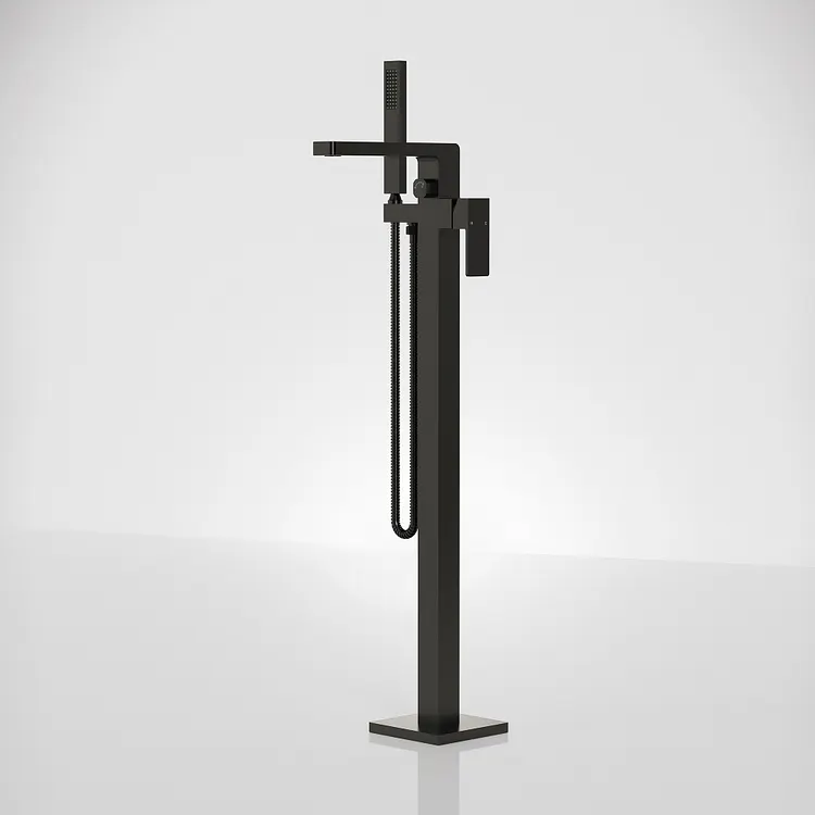 EVERSTEIN 33.9" Floor-Mounted Bathtub Filler in Matte Black