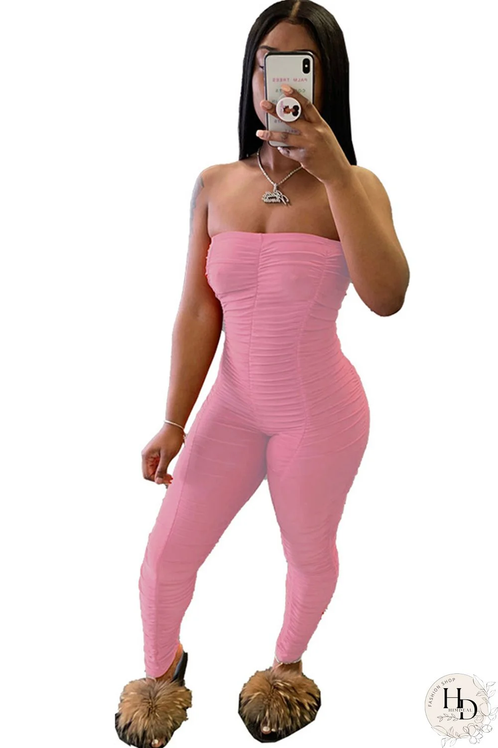 tangerine Fashion Sexy Solid Draped Milk. Sleeveless Wrapped Jumpsuits