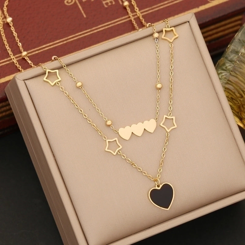 Stainless Steel 18K Gold Plated Minimalist Plating Heart Shape Bracelets Earrings Necklace