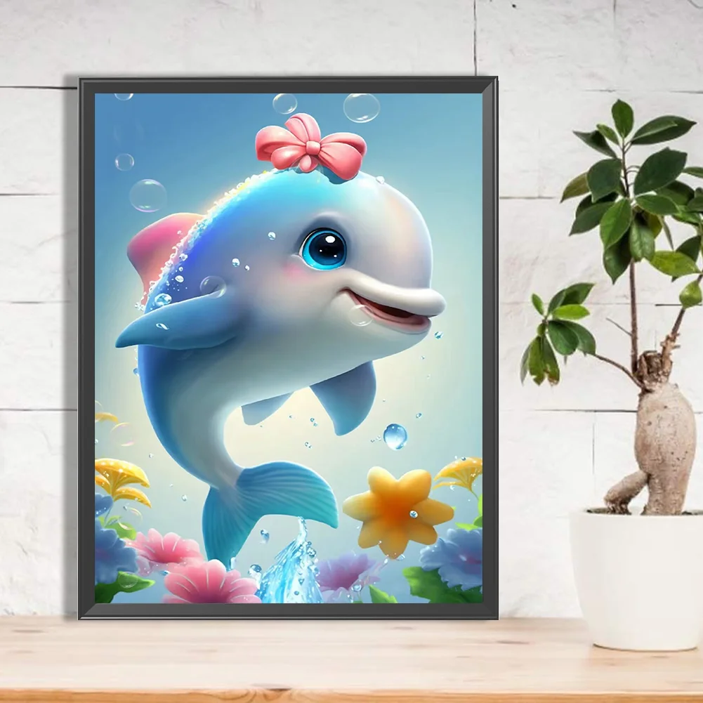 Full Round Diamond Painting 30*40cm - Beautiful Dolphin