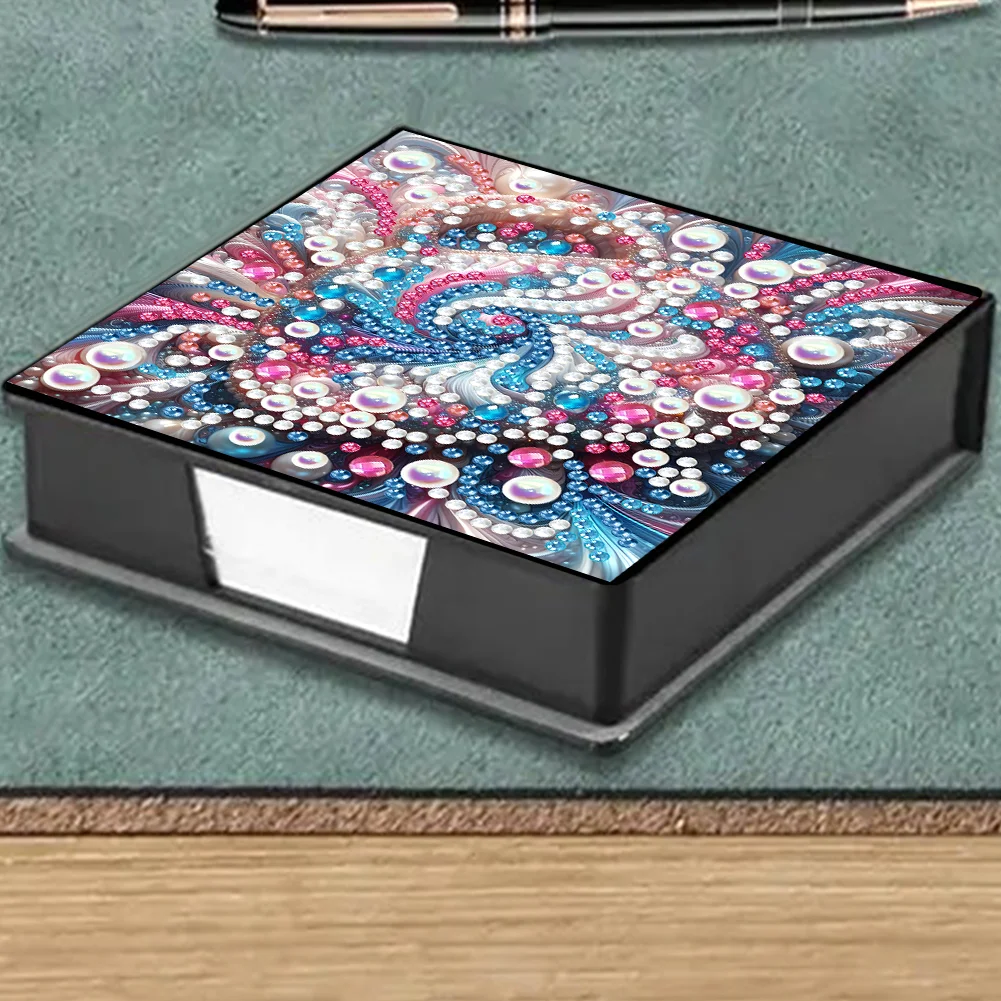 PU Pattern Diamond Painting Notecard Box with Papersfor DIY Art Craft