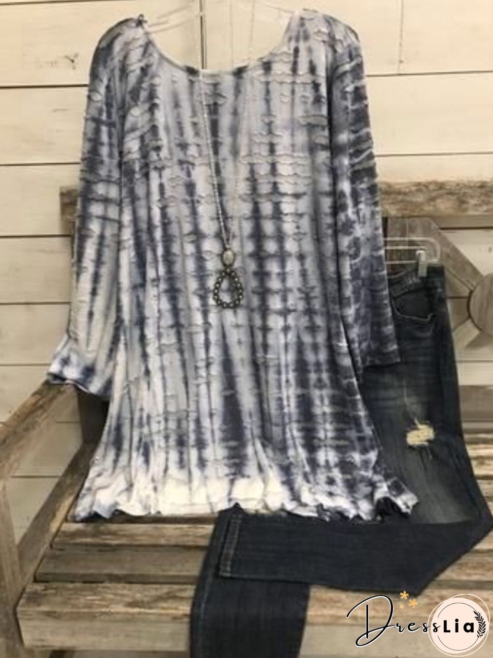 Casual Long Sleeve Round Neck Plus Size Tops