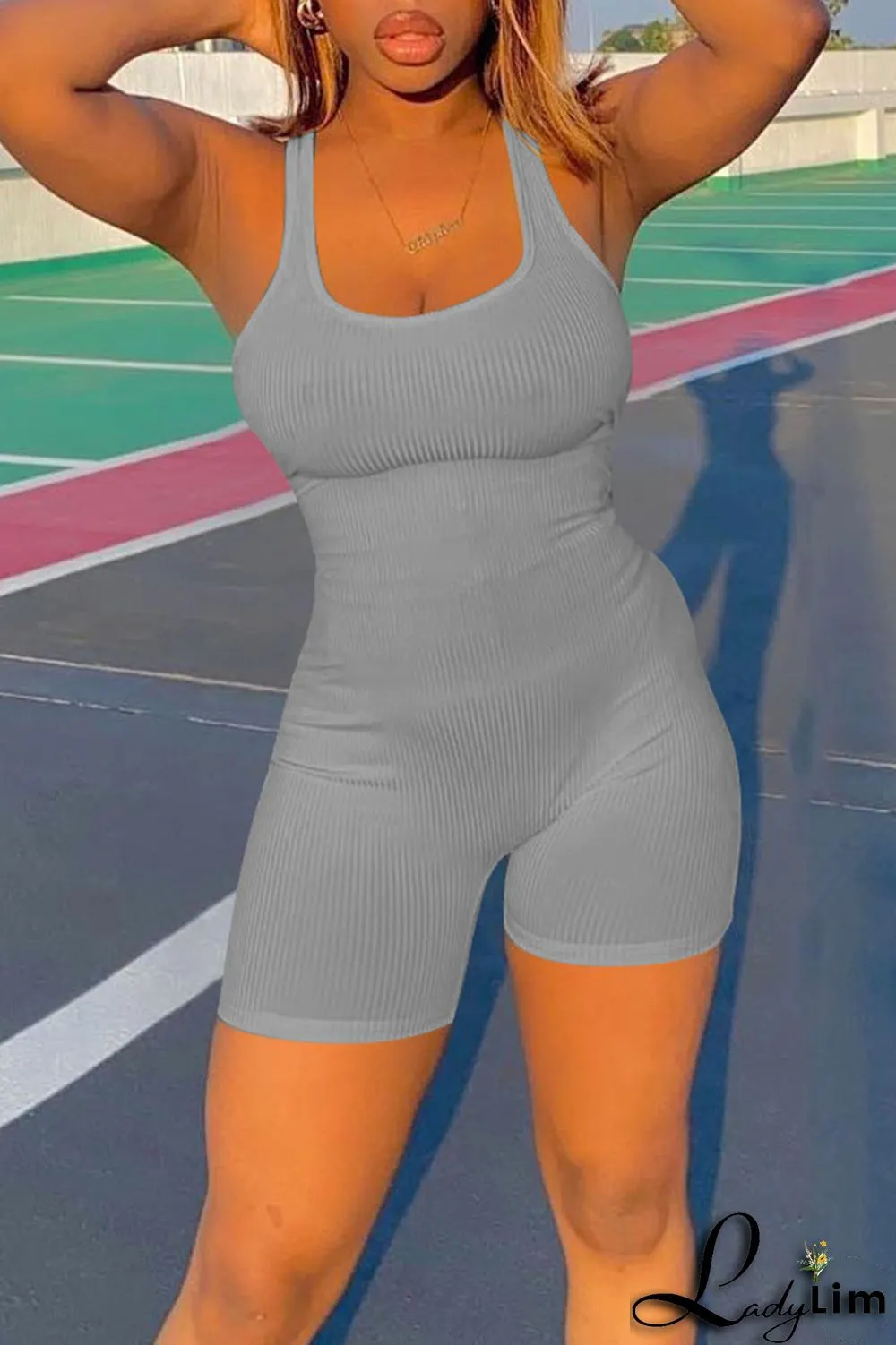 Black Casual Sportswear Solid Split Joint U Neck Regular Jumpsuits