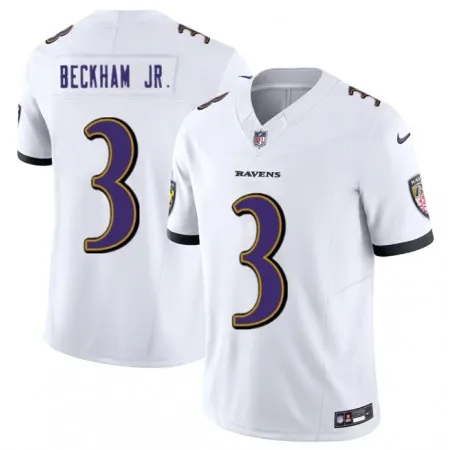Men's Baltimore Ravens #3 Odell Beckham Jr. White 2023 F.U.S.E.  Vapor Untouchable Stitched Football Jersey