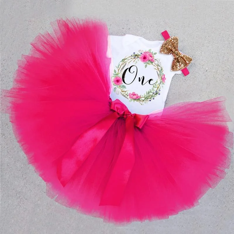 New Cotton Baby Girl First 1st Birthday Party Tutu Dresses for Vestidos Infantil Princess Clothes 1 Year Girls Children's Wear
