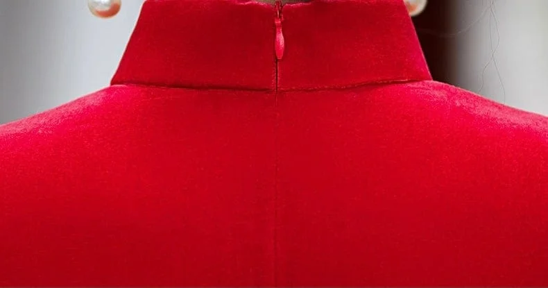 Qipao for event, velvet material, fish tail full length Qipao