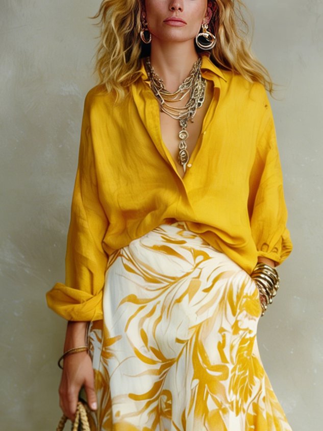Cotton Elegant Plain Printing Shirt Collar Shirt mysite idetrend