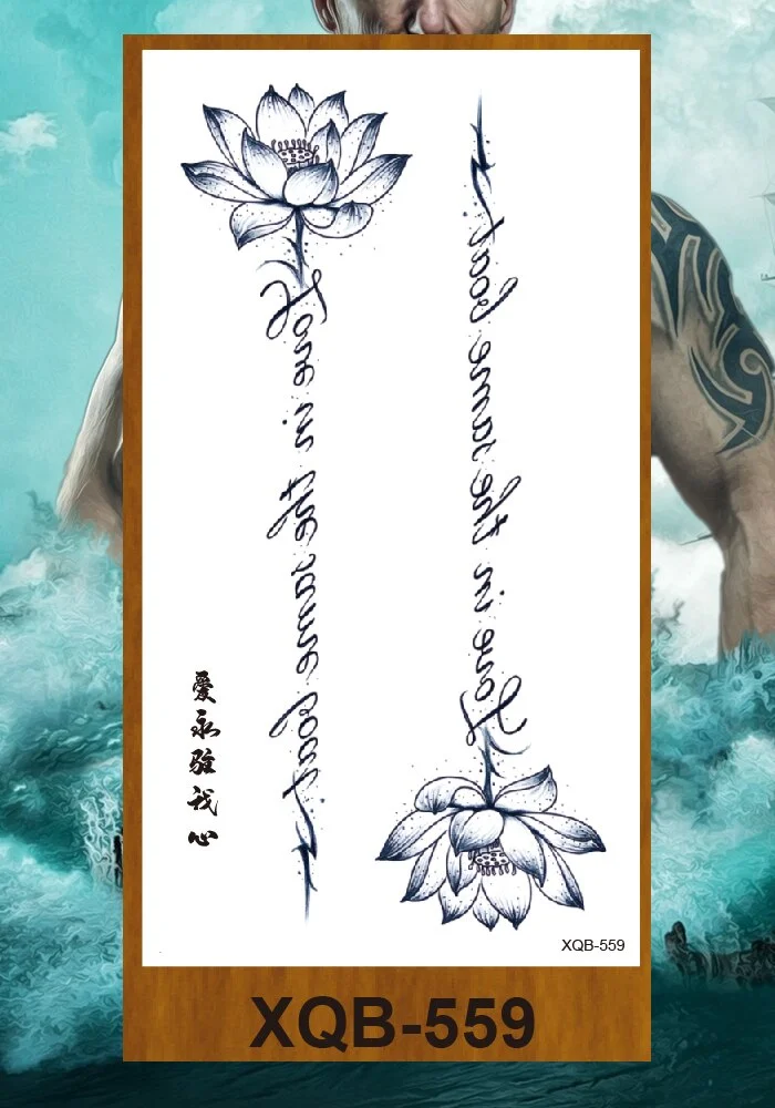 Temporary Tattoo Sticker Man Woman Girl Arm Chest Fake Neck Ankle Tatoo Art Flowers Totem Tatto Sanskrit Lines Geometric Figures