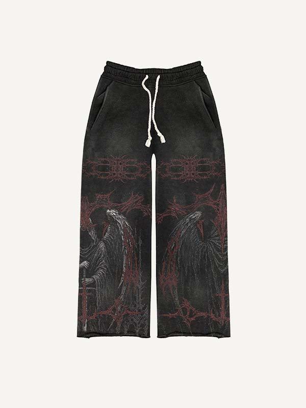 Figure&Wing&Graphic Print Elastic Waist Pants
