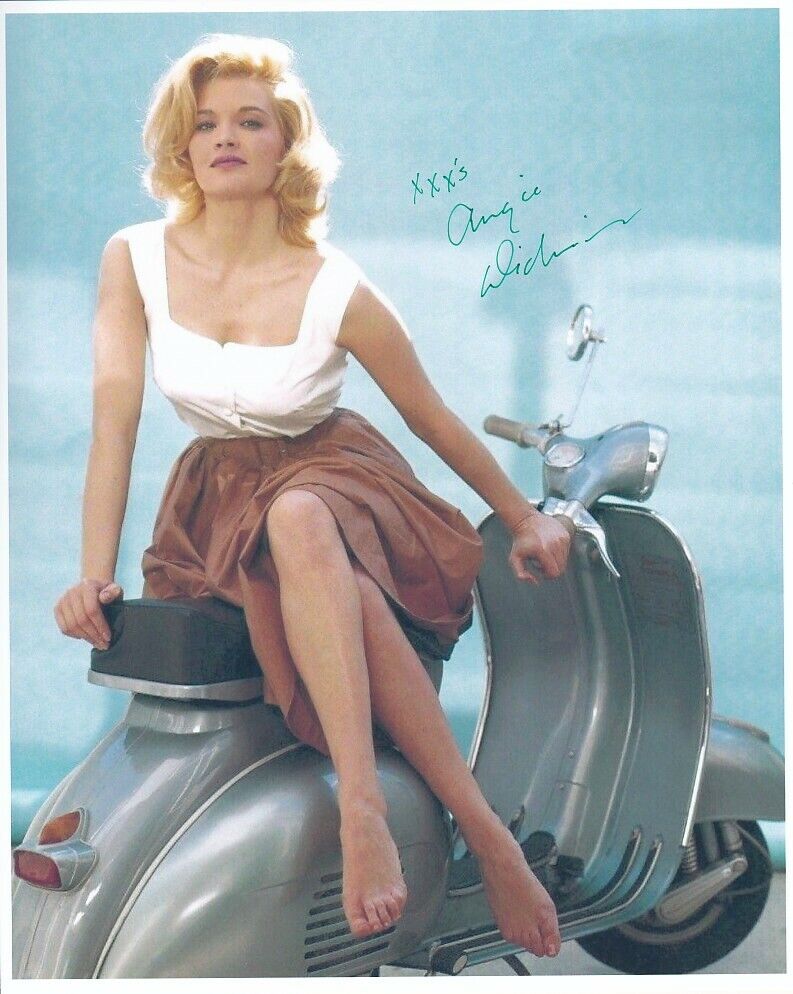 ANGIE DICKINSON signed BAREFOOT YOUNG LEGGY 8x10 w/ coa VESPA SCOOTER CLOSEUP