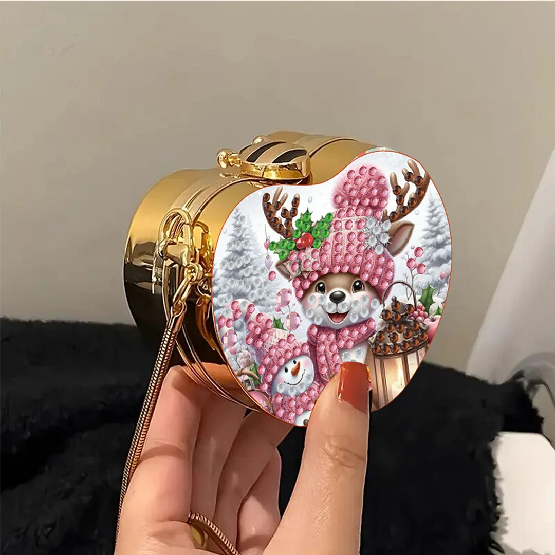 Deer DIY Acrylic Love Art Diamond Painting Coin Purse with Chain for Women Girl
