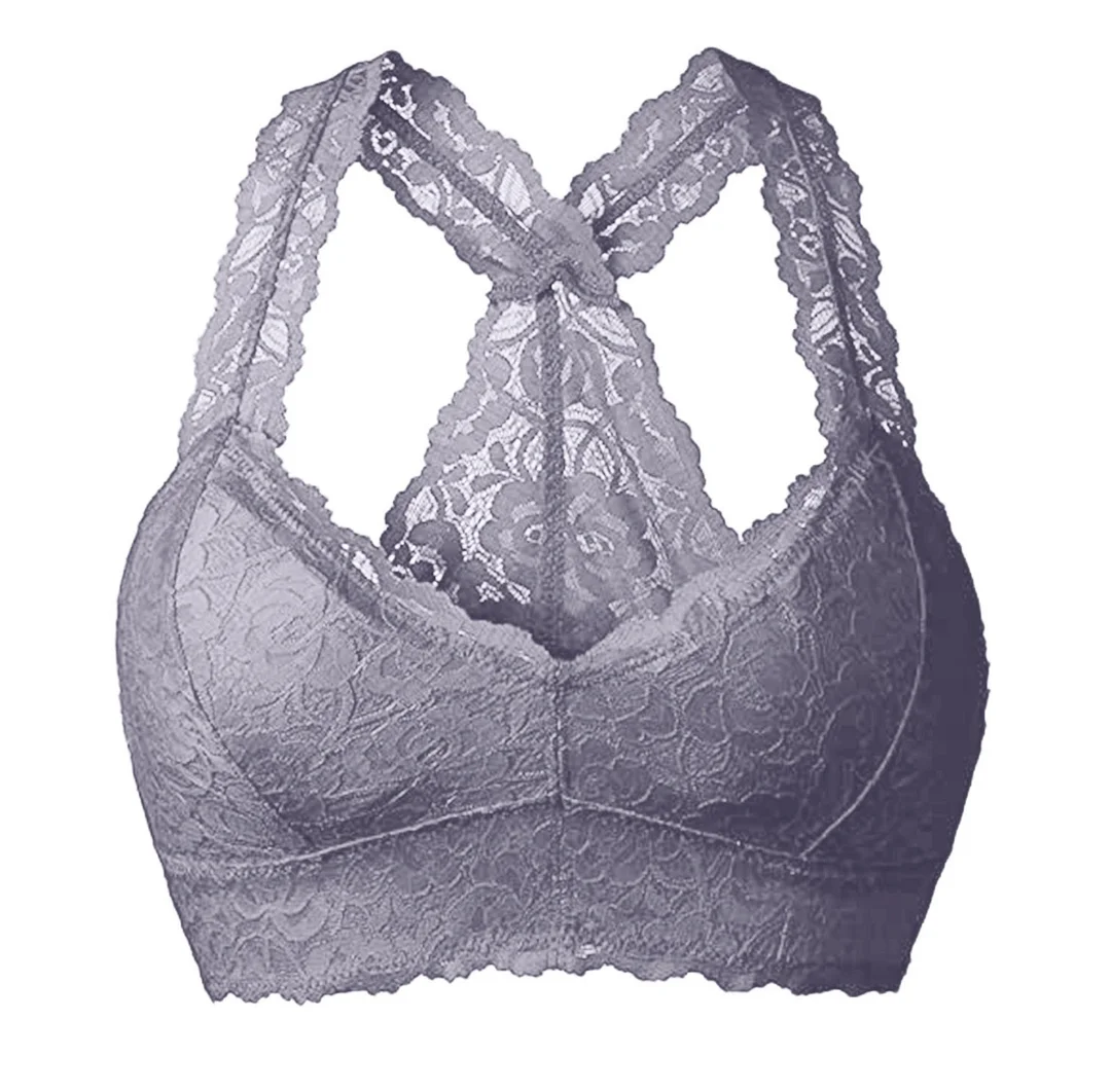 Brownm Large-Size French Underwear Multi-Colored Lace Back Wrapped Breast Sexy V-Neck Fixed Cup Mat Agglomeration To Receive No Steel Ring Bra