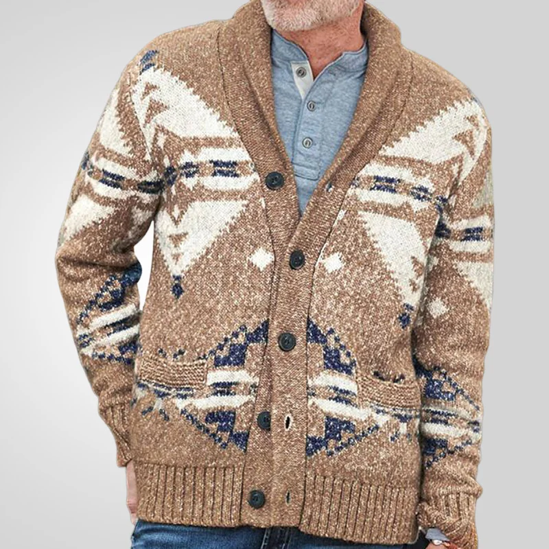 Uveng Uveng Men's Autumn And Winter Vintage Get-Bush Sweater Casual Wool Coat SY0088