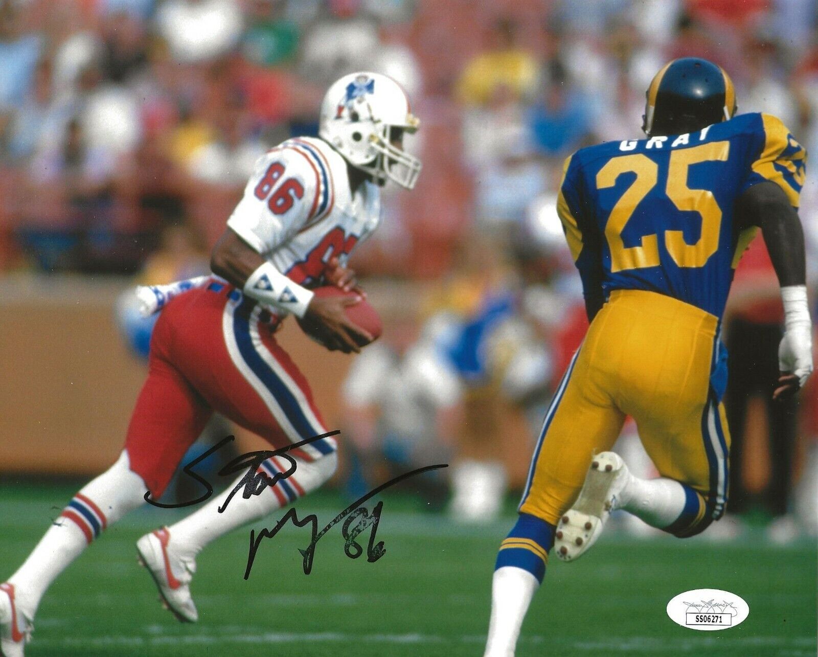 Stanley Morgan signed New England Patriots 8x10 Photo Poster painting autographed 3 JSA