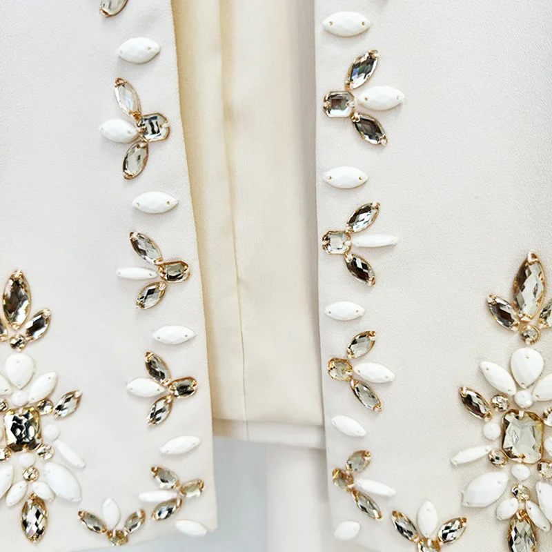 Nigikala Nigikala New Star Fashion Heavy Industry Nail Beads Jacket Open Fork Half Skirt Set Two Sets