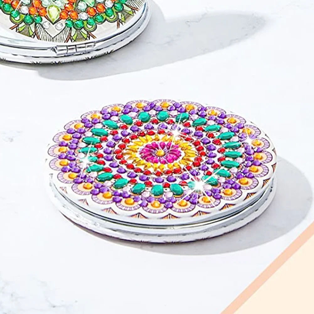 DIY Diamond Painting Makeup Mirror Mandala Pattern Portable Pocket Mirror