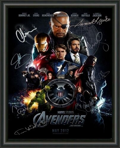 AVENGERS CAST MOVIE POSTER 1 - A4 SIGNED AUTOGRAPHED Photo Poster painting