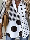 Casual Polka Dots Long Sleeve Shirt Collar Plus Size Printed Blouses