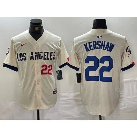 Men's Los Angeles Dodgers #22 Clayton Kershaw Cream Stitched Baseball Jersey 2LSN