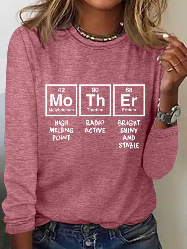 Womens Mother Periodic Table T Shirt Funny Novelty Graphic Simple Crew Neck Shirt socialshop