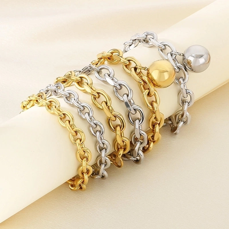 Minimalist Solid Color 304 Stainless Steel 18K Gold Plated Bracelets In Bulk