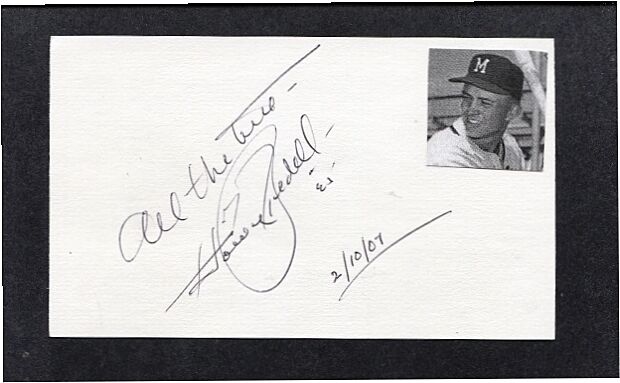 HOWIE BEDELL-MILWAUKEE BRAVES AUTOGRAPHED 3X5 W/ Photo Poster painting-EX.