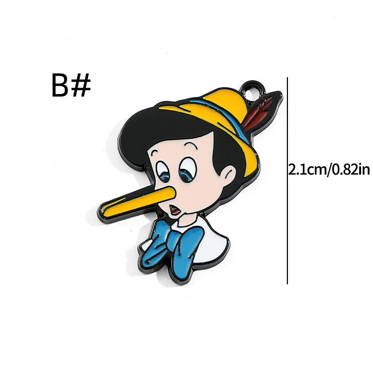  10/30pcs Cartoon Series Long Nose Wooden Man Pinocchio Charm Enamel Anime Fairy Tale Charm Pendant Bracelet DIY Earring Necklace Key Chain Jewelry Accessories