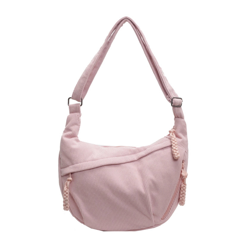 Dumpling Bag Women’s Crossbody Bag Large Capacity General Bag New Corduroy Japanese Style Casual Shoulder Bag