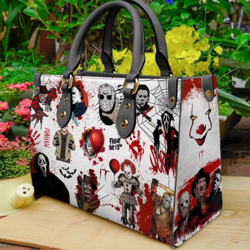 Halloween Women's Medium Pu Leather Letter Streetwear Square Hook Loop Tote Bag