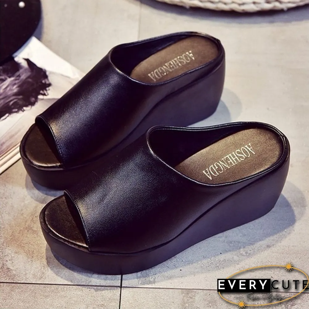 Plus Size Womens Shoes for Summer Fashion Leisure Peep Toe Flip Flop Sandals Platform