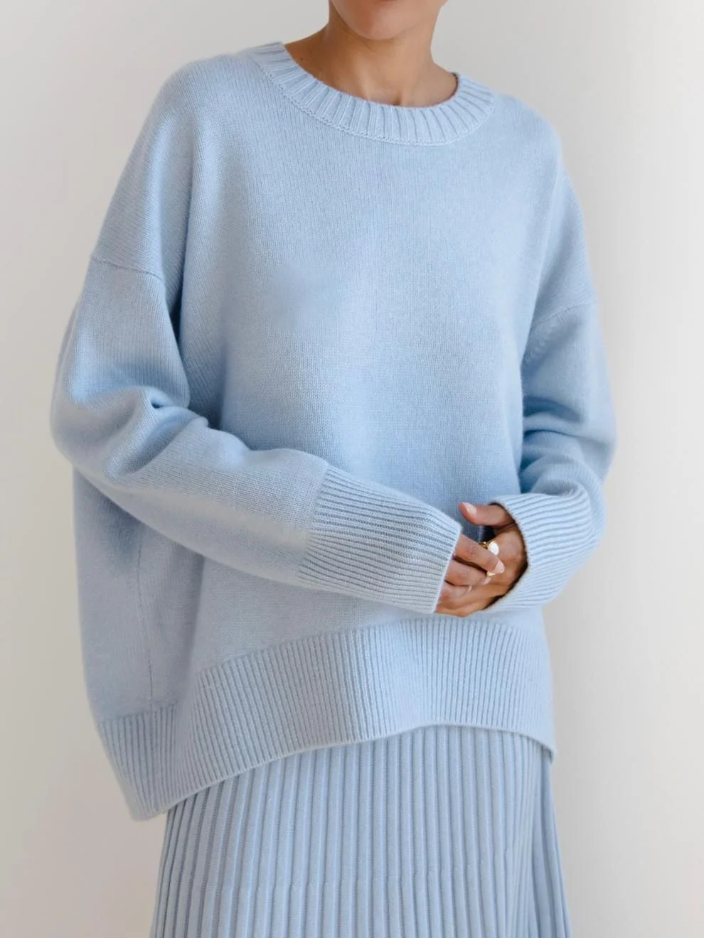 Athvotar Athvotar And Winter Explosion Of Women's Knitted Shirt Round-Neck Solid Color Loose Sweater