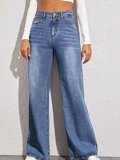 Wide-leg High-rise Loose Jeans