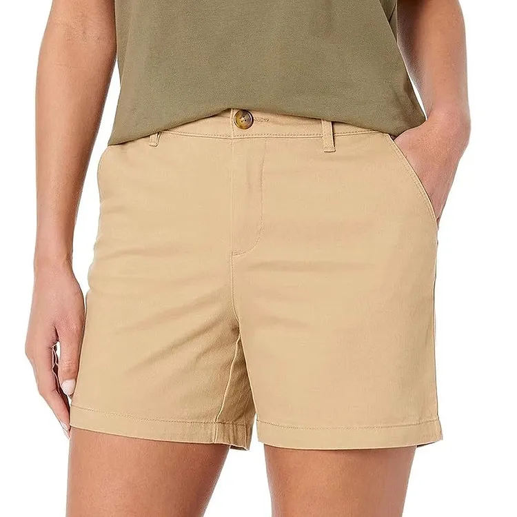 Cotton Pocket Shorts for Women Slim Mid Rise Fit