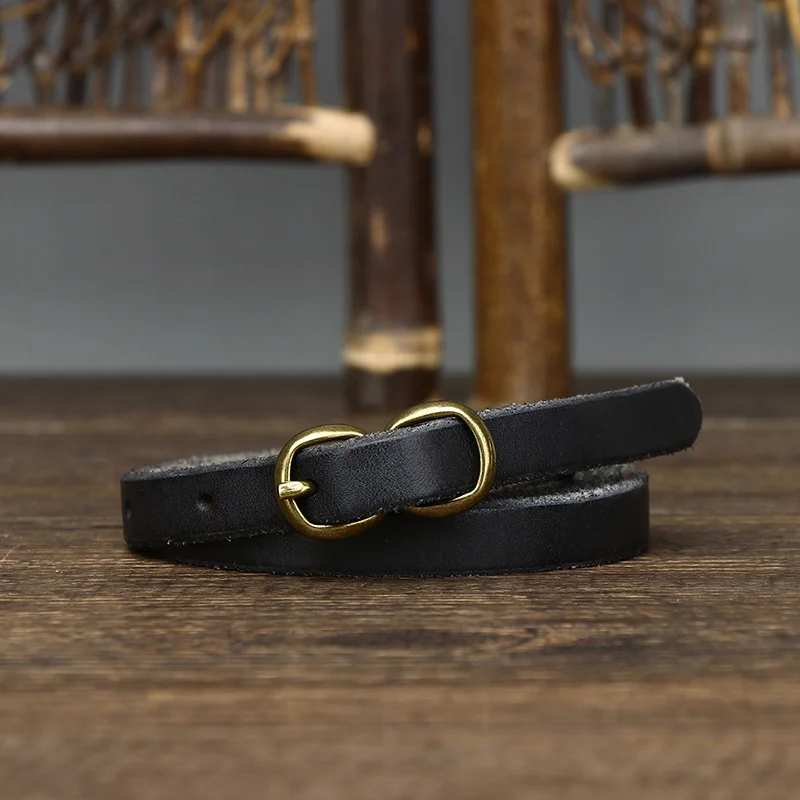1.3CM Women's Thin Leather Retro Belt Eight-type Pin Buckle with Coat