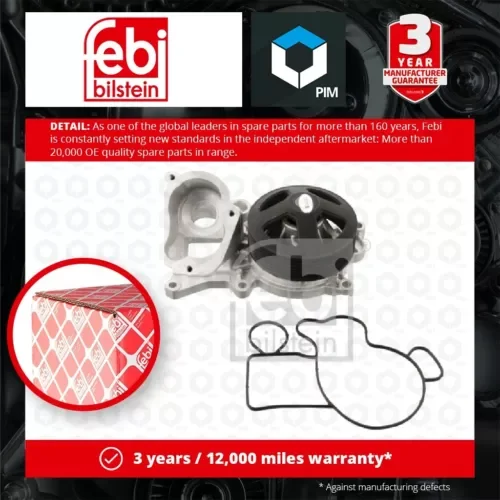 Water Pump fits BMW 116D F20, F21 2.0D 11 to 15 N47D20C Coolant 11517810833 Febi Parts
