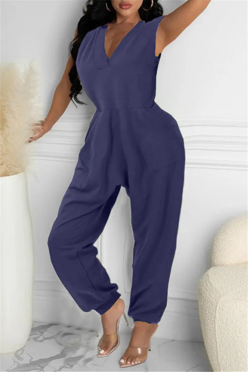 Palazzo Bottom V Neck Pocket Jumpsuit main image 1